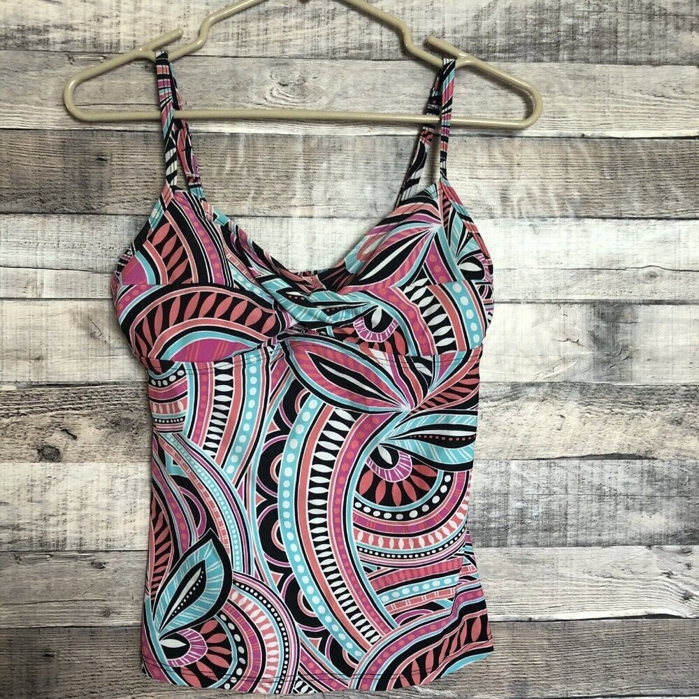 Croft & Barrow Print Twist Front Tankini Swim Top Swimsuit Women's 8